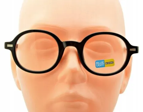 Lenonki czarne OKULARY ZERÓWKI Z FILTREM BLUE LIGHT DO KOMPUTERA oprawki OC