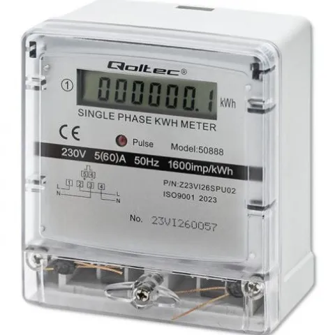 LICZNIK ENERGII JEDNOFAZOWY QOLTEC LCD 5(60)A KLASA 1.0 CE