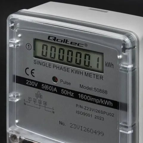 LICZNIK ENERGII JEDNOFAZOWY QOLTEC LCD 5(60)A KLASA 1.0 CE