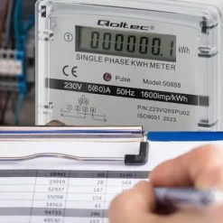 LICZNIK ENERGII JEDNOFAZOWY QOLTEC LCD 5(60)A KLASA 1.0 CE