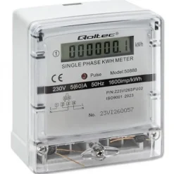 LICZNIK ENERGII JEDNOFAZOWY QOLTEC LCD 5(60)A KLASA 1.0 CE
