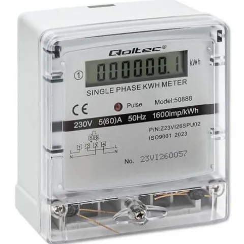 LICZNIK ENERGII JEDNOFAZOWY QOLTEC LCD 5(60)A KLASA 1.0 CE