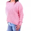 ŚLICZNY DAMSKI SWETER RÓŻOWY SWETEREK UB293
