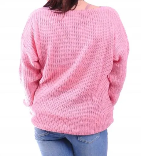 ŚLICZNY DAMSKI SWETER RÓŻOWY SWETEREK UB293