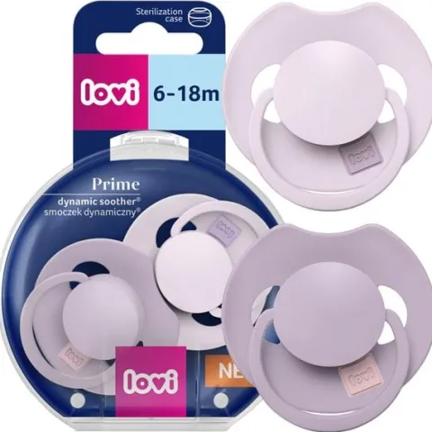 LOVI Smoczek uspokajający dynamiczny PRIME 6-18m Lilac / Violet 2 SZTUKI