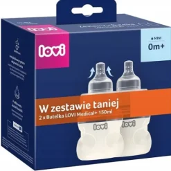LOVI Zestaw 2 butelek medical+ 2x 150ml 0m+ Smoczek Supervent