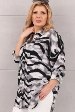 LUŹNA KOSZULA DUŻE ROZMIARY BAWEŁNIANA ELEGANCKA ASYMETRYCZNA
