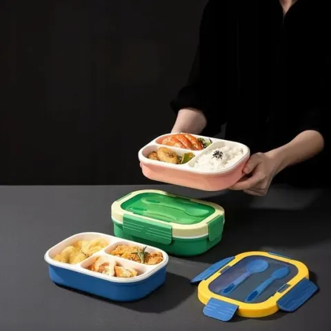 LUNCHBOX 3 PRZEGRÓDKI SZTUĆCE LUNCH BOX POJEMNIK ŚNIADANIE ŚNIADANIÓWKA
