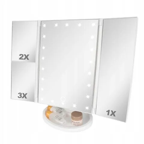 Lusterko Do MAKIJAŻU Podświetlane LED Kosmetyczne Stojące POWIĘKSZAJĄCE 3X!