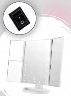 Lusterko Do MAKIJAŻU Podświetlane LED Kosmetyczne Stojące POWIĘKSZAJĄCE 3X!