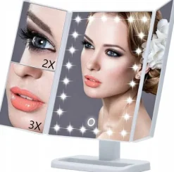 Lusterko Do MAKIJAŻU Podświetlane LED Kosmetyczne Stojące POWIĘKSZAJĄCE 3X!