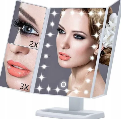 Lusterko Do MAKIJAŻU Podświetlane LED Kosmetyczne Stojące POWIĘKSZAJĄCE 3X!