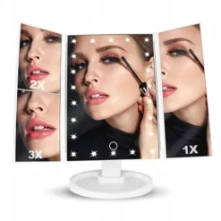 Lusterko Do MAKIJAŻU Podświetlane LED Kosmetyczne Stojące POWIĘKSZAJĄCE 3X!