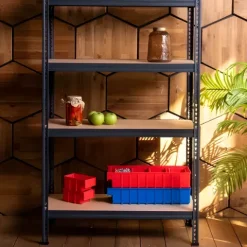 magazynowy regał metalowy garażowy 180 cm 5 półek kolor czarny piwnica 2w1
