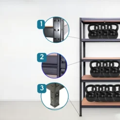 magazynowy regał metalowy garażowy 180 cm 5 półek kolor czarny piwnica 2w1