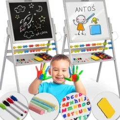 Magnetyczna kredowa tablica obrotowa Ricokids - szara