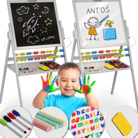 Magnetyczna kredowa tablica obrotowa Ricokids - szara