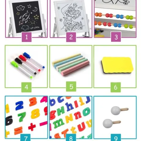 Magnetyczna kredowa tablica obrotowa Ricokids - szara