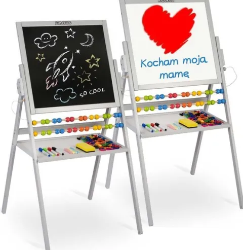 Magnetyczna kredowa tablica obrotowa Ricokids - szara