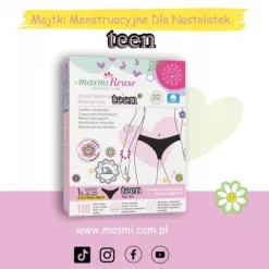 Majtki menstruacyjne ekologiczne Masmi DLA NASTOLATEK XS 100% bawełna BIO