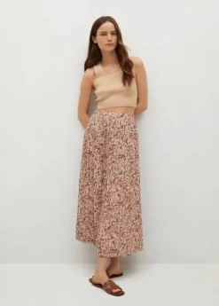 MANGO długa plisowana spódnica w kwiaty XS