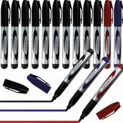Marker permanentny flamaster czarny czerwony niebieski Vergionic 12 szt.