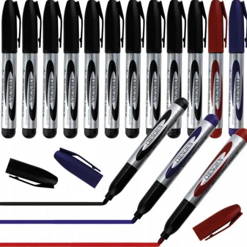 Marker permanentny flamaster czarny czerwony niebieski Vergionic 12 szt.