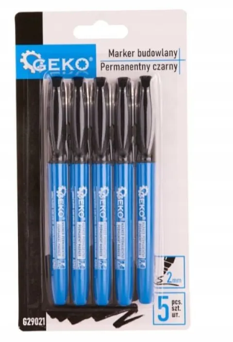 Markery budowlane permanentne GEKO czarne cienkie 5 szt. G29021