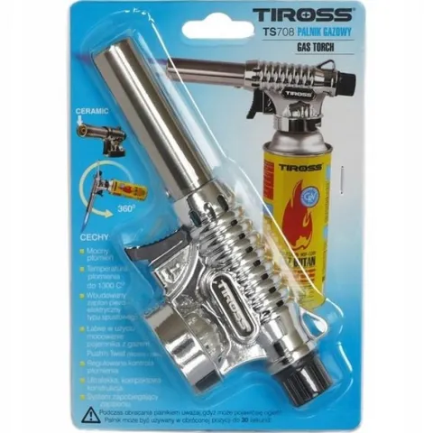 MARKOWY ZESTAW PALNIK TIROSS TS 708 Z PIEZO CERAMICZNY DYSZĄ +6x GAZ TIROSS