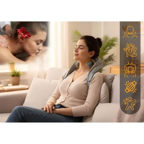 Masażer do pleców szyi karku shiatsu 3 tryby ogrzewanie bezprzewodowy Neo-Sport NS-505