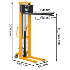 MASZTOWY WÓZEK PALETOWY UDŹWIG 700 KG, PODNOSZENIE 1600 MM CORMAK P716