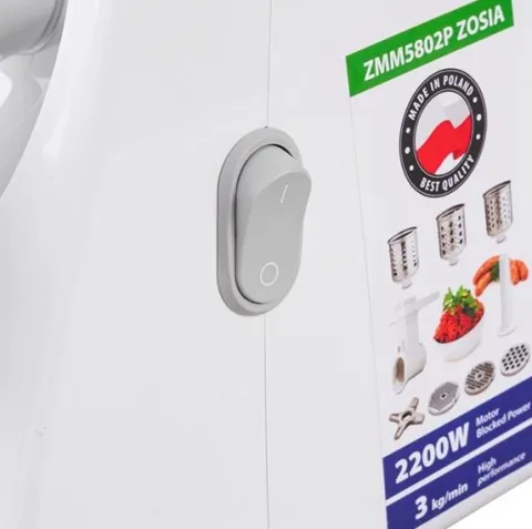 Maszynka do mielenia mięsa elektryczna Zelmer ZMM5801P 2200W 3 kg/min Biały