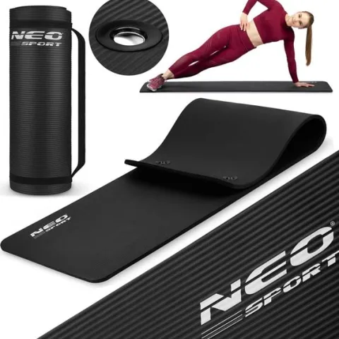 Mata do ćwiczeń z otworami gruba 183 x 60 cm Neo-Sport - 192000 czarna