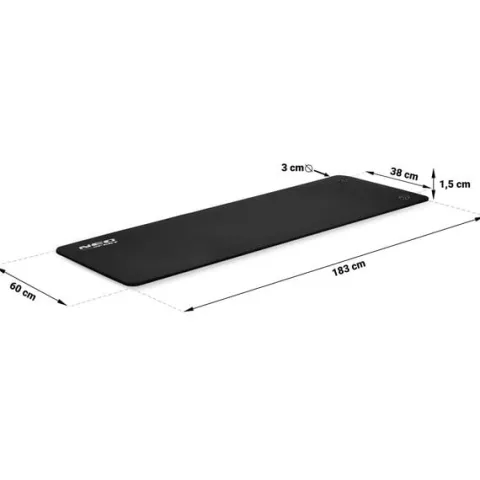 Mata do ćwiczeń z otworami gruba 183 x 60 cm Neo-Sport - 192000 czarna
