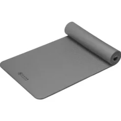Mata fitness Essentials z paskiem Gaiam 183 x 61 x 1 cm szara