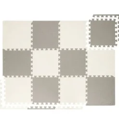 Mata piankowa kwadraty 118x90 cm szare, białe, czarne puzzle dla dzieci, do ćwiczeń