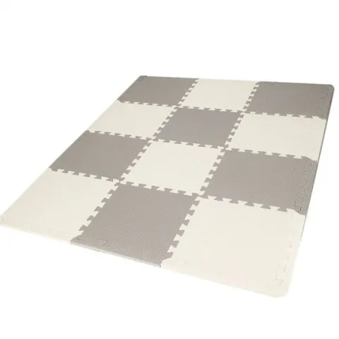 Mata piankowa kwadraty 118x90 cm szare, białe, czarne puzzle dla dzieci, do ćwiczeń