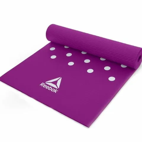 Mata treningowa do ćwiczeń Reebok 173x61x0,7cm fioletowa w kropki