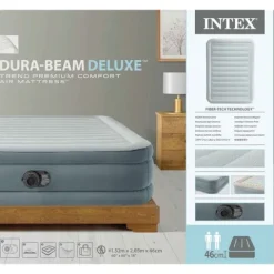 Materac dmuchany 203x152x46 cm z wbudowaną pompką elektryczną INTEX 64824ND