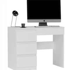 Meble Biurko komputerowe stolik 96cm białe lewe N-34L
