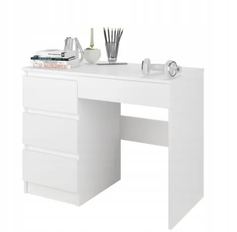 Meble Biurko komputerowe stolik 96cm białe lewe N-34L