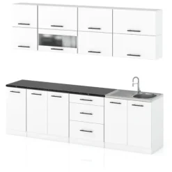 Meble Kuchenne Białe Nowoczesne Kuchnia Robo Lux 2.6m Modułowa Młodzieżowa