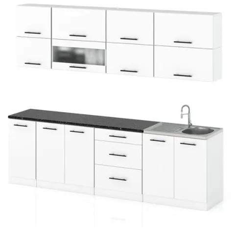 Meble Kuchenne Białe Nowoczesne Kuchnia Robo Lux 2.6m Modułowa Młodzieżowa