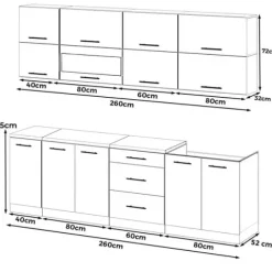 Meble Kuchenne Młodzieżowe Kuchnia Robo Lux 2.6m Modułowa Dąb Sonoma Wotan