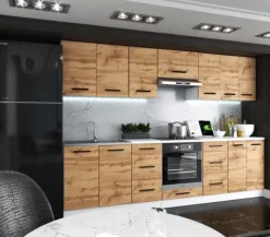 Meble Kuchenne Nowoczesne Kuchnia Roma 2.8m Zestaw Loft Dąb Wotan Szary