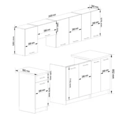 MEBLE KUCHENNE ZESTAW OLIWIA 2.4M BETON-BIAŁY