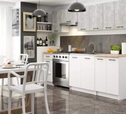 MEBLE KUCHENNE ZESTAW OLIWIA 2.4M BETON-BIAŁY