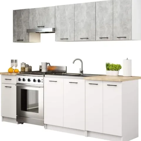 MEBLE KUCHENNE ZESTAW OLIWIA 2.4M BETON-BIAŁY