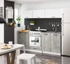 MEBLE KUCHENNE ZESTAW OLIWIA G1 2.0M BIAŁY-BETON