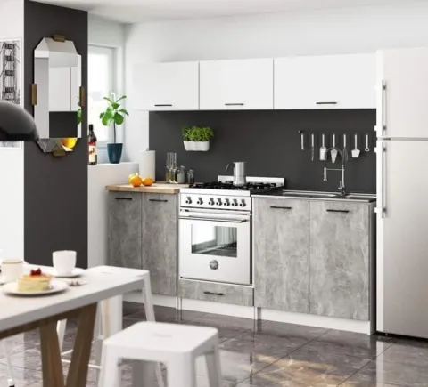 MEBLE KUCHENNE ZESTAW OLIWIA G1 2.0M BIAŁY-BETON
